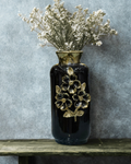 Premium Black & Gold Ceramic Floral Vase – Luxury Home Accent