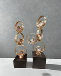 Premium Gold Swirl Loop & Crystal Sphere Sculpture – Luxury Tabletop Accent