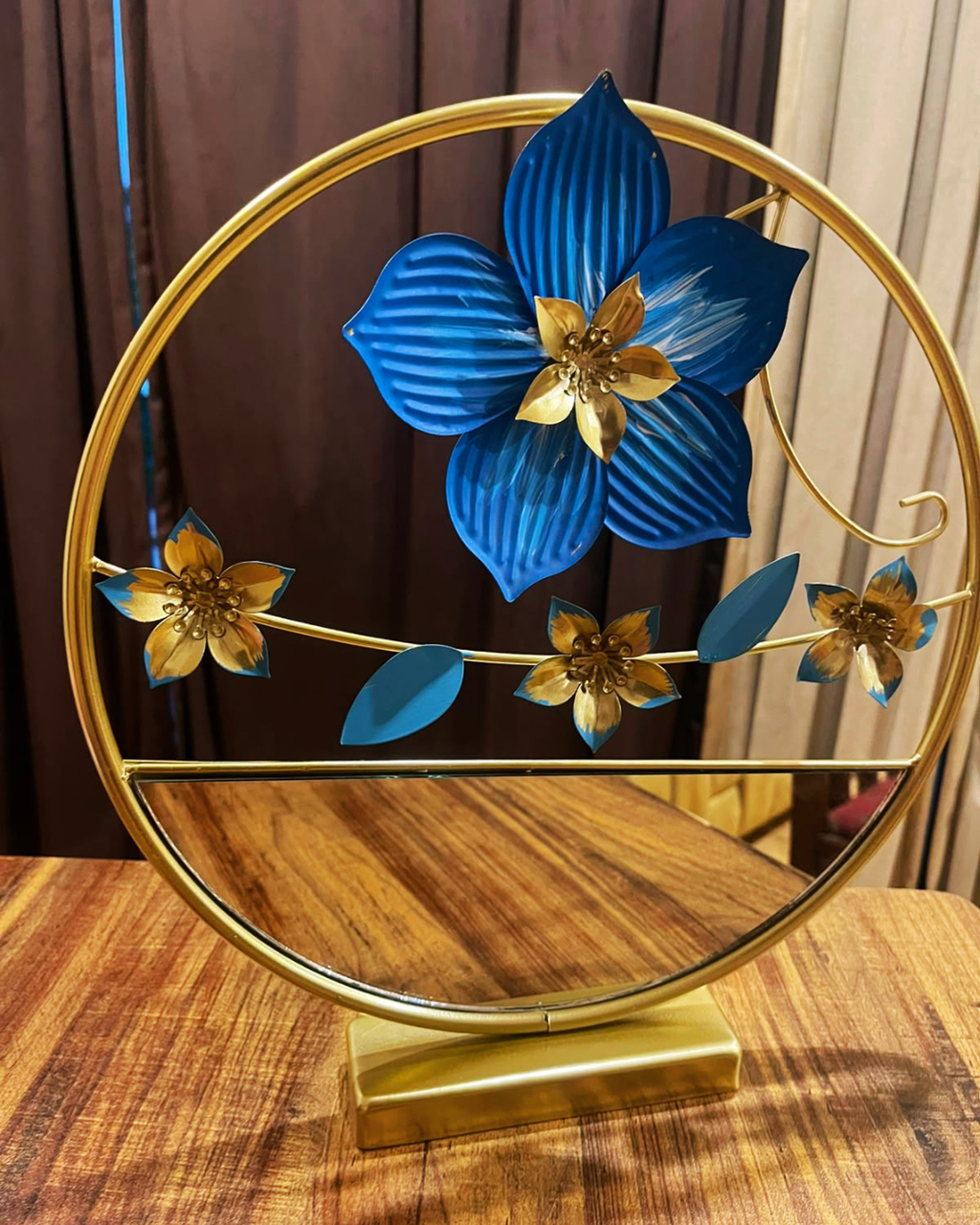 Azure Bloom Metallic Floral Art