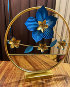 Azure Bloom Metallic Floral Art