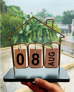Brass House Perpetual Flip Desk Calendar | Metal & Wood Office Decor