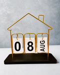 Brass House Perpetual Flip Desk Calendar | Metal & Wood Office Decor