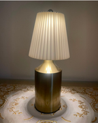 Modern Brushed Brass Pleated Table Lamp | Cordless Touch Lamps