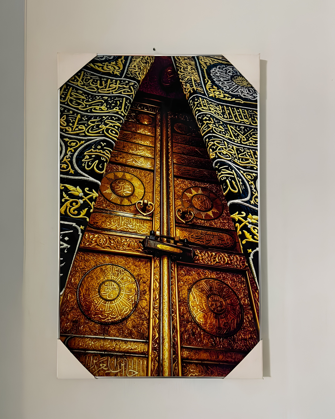 Bab Al-Kaaba Golden Door Framed Canvas Wall Art | Luxury Islamic Decor