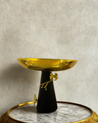 Botanical Gold & Blush Pedestal Bowls (Set of 3) | Luxury Centerpiece Platters