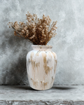 Premium Distressed White & Gold Ceramic Jar Vase – Luxury Tabletop Accent