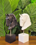 Detailed Horse Head Bust Pair on Pedestal
