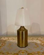 Modern Brushed Brass Pleated Table Lamp | Cordless Touch Lamps