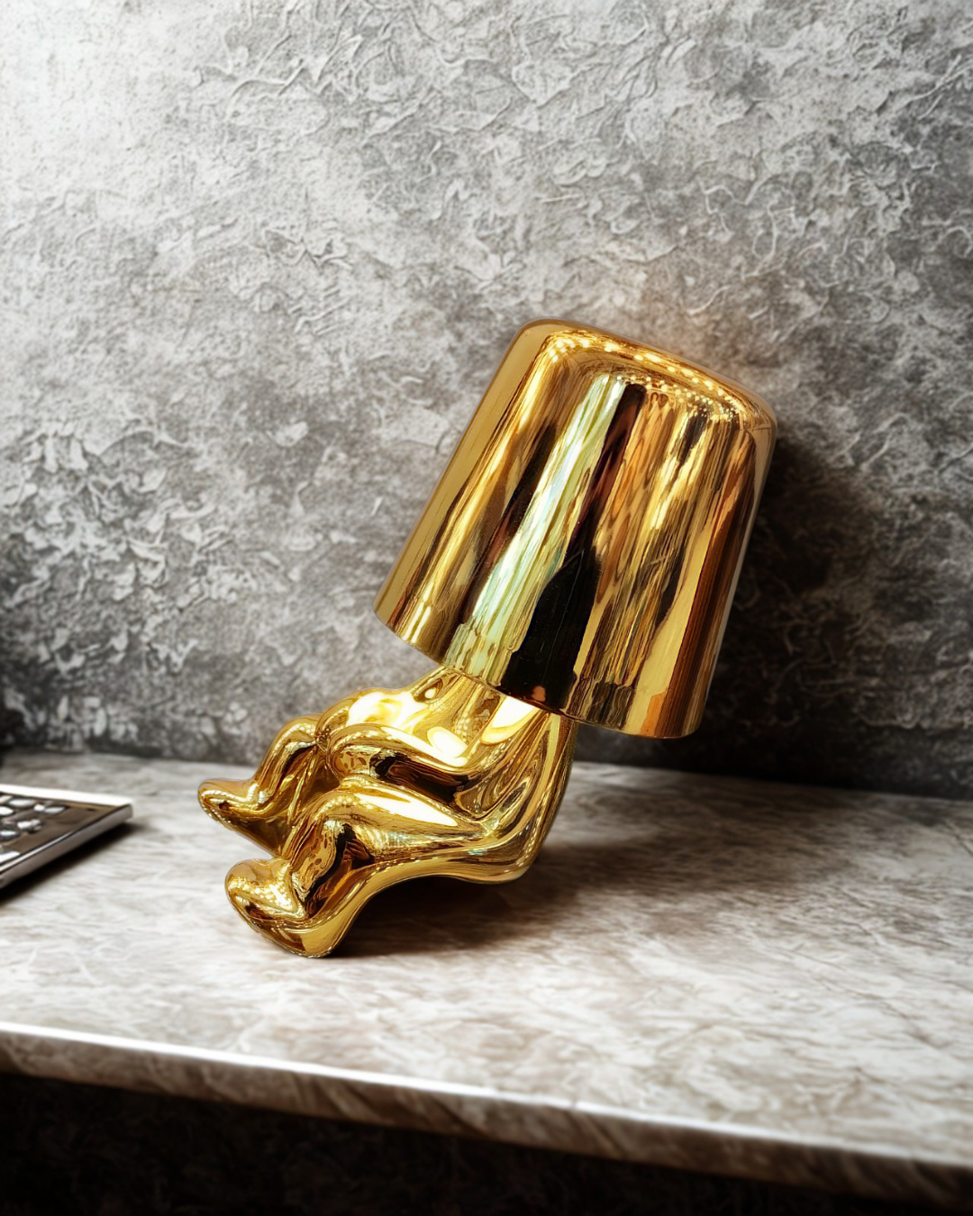 Golden Lounging Character Lamp | Quirky Luxury Table Accent