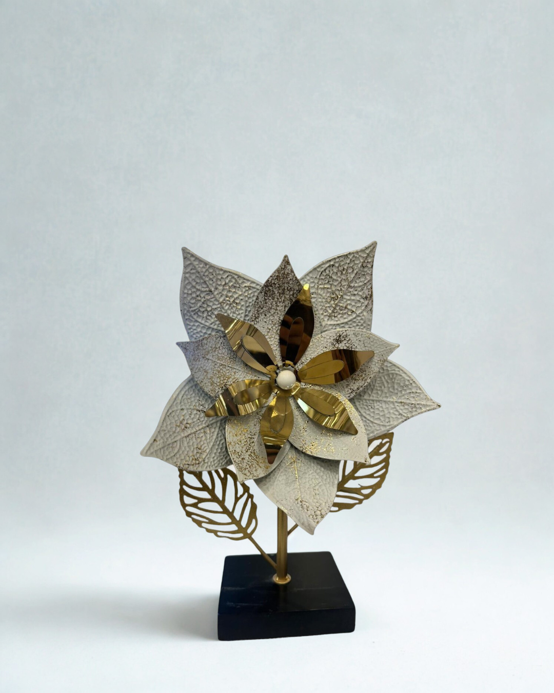 Lumina Layered Metal Floral Sculpture | Textured Luxury Tabletop Accent