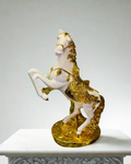 Rearing Horse Statue with Gold Accents
