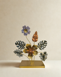 Luxury Metal Floral & Monstera Leaf Sculpture – Modern Botanical Tabletop Accent