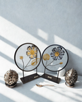 Harmony Circular Metal Floral Sculpture Set (Pair) | Luxury Tabletop Accent