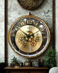 ATCO Luxury Black & Gold Moving Gear Wall Clock – Premium Statement Decor