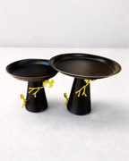 Gold & Matte Black Pedestal Platters  | Modern Tabletop Centerpiece