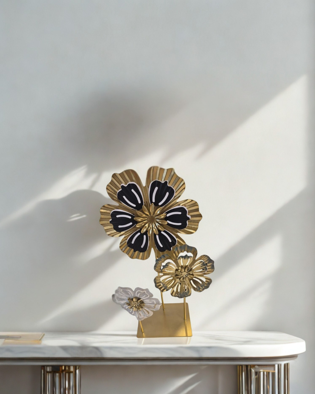 Elysian Tiered Metal Floral Sculpture | Luxury Bold Home Accent