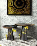 Gold & Matte Black Pedestal Platters  | Modern Tabletop Centerpiece