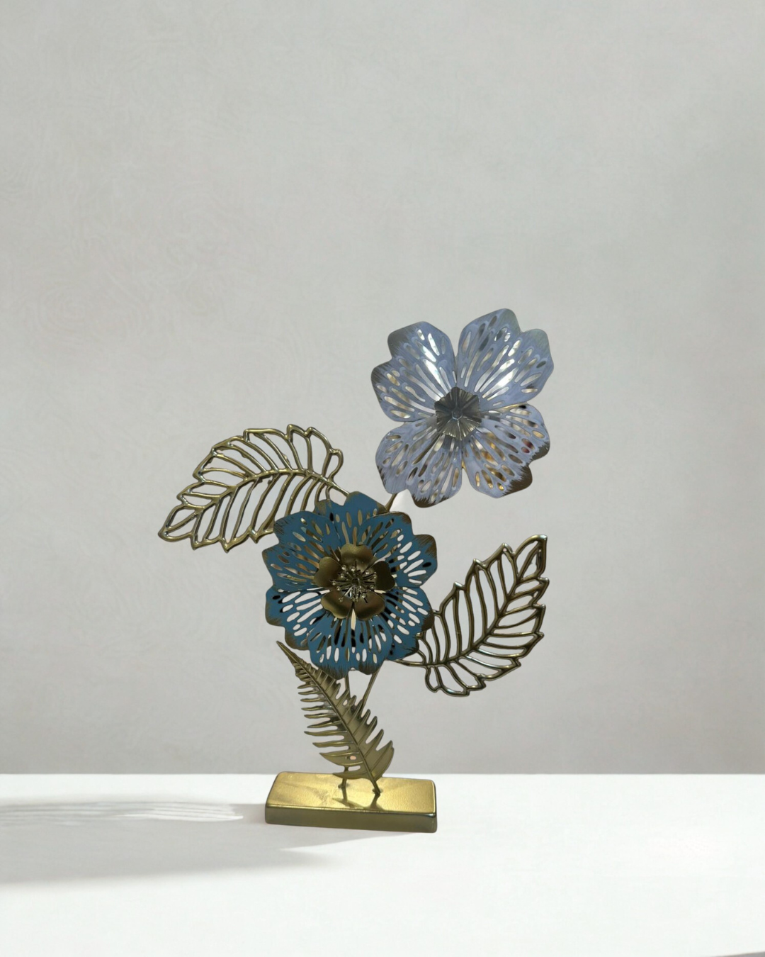 Aura Filigree Metal Floral Sculpture | Luxury Tabletop Accent