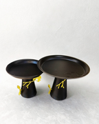 Gold & Matte Black Pedestal Platters  | Modern Tabletop Centerpiece