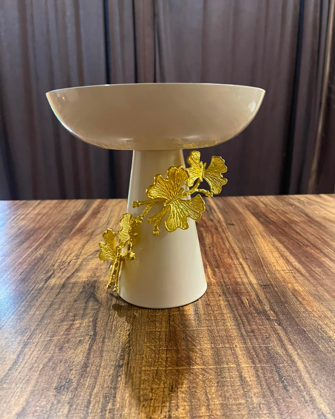 Premium Matte Black & Gold Pedestal Bowl – Luxury Home Centerpiece