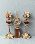 Luxury Wood & Gold Clock with Matching Candle Holders
