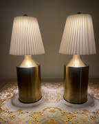 Modern Brushed Brass Pleated Table Lamp | Cordless Touch Lamps