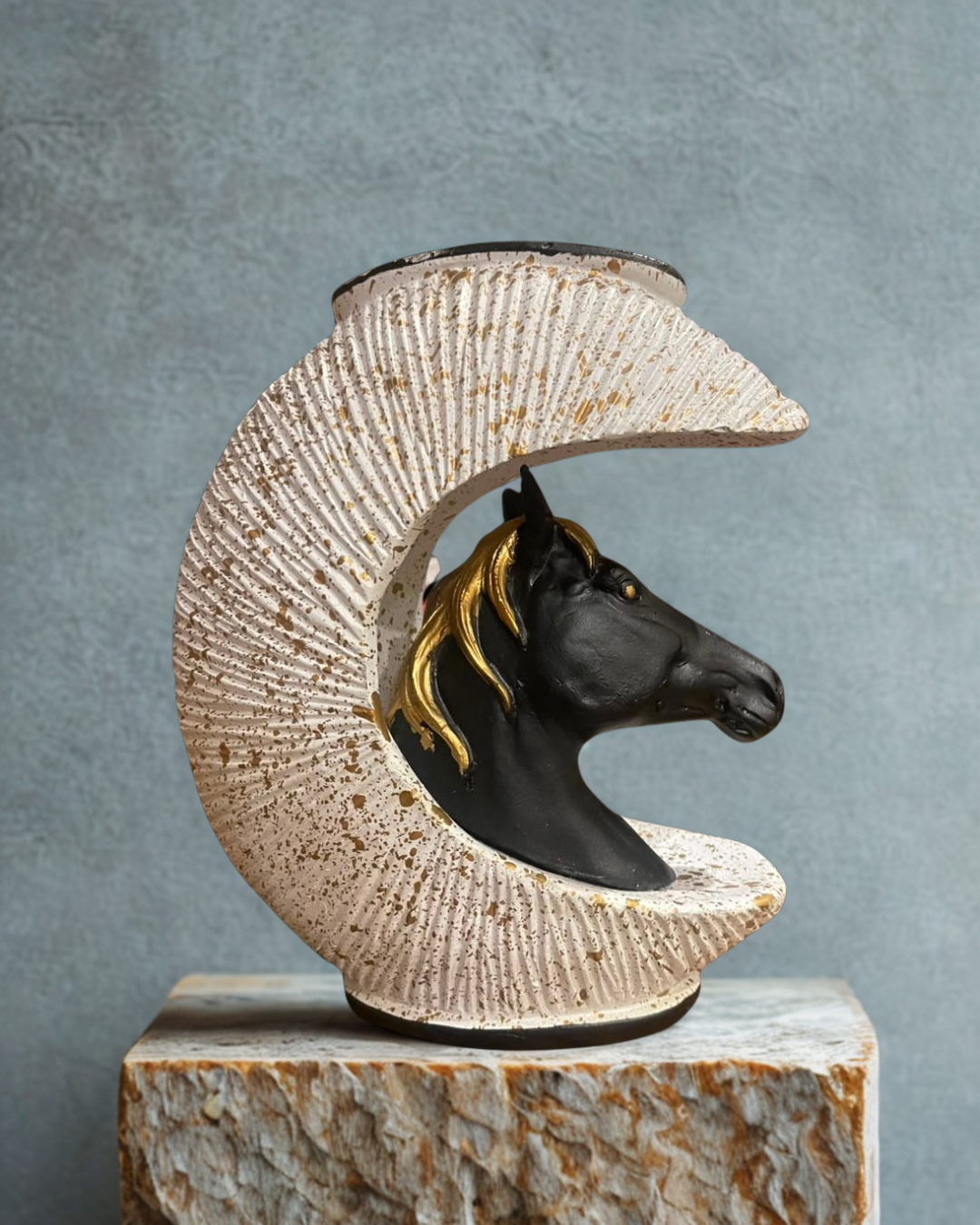 Crescent Moon Horse Bust Vase