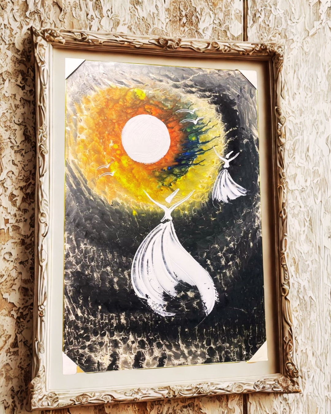 Whirling Dervish Sufi Mystical Framed Canvas Art | Spiritual Wall Decor