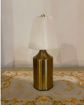 Modern Brushed Brass Pleated Table Lamp | Cordless Touch Lamps