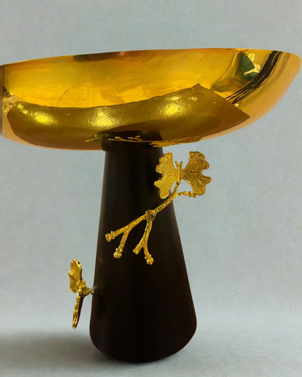 Botanical Gold & Blush Pedestal Bowls (Set of 3) | Luxury Centerpiece Platters