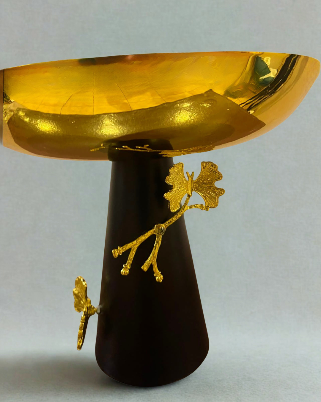 Botanical Gold & Blush Pedestal Bowls (Set of 3) | Luxury Centerpiece Platters