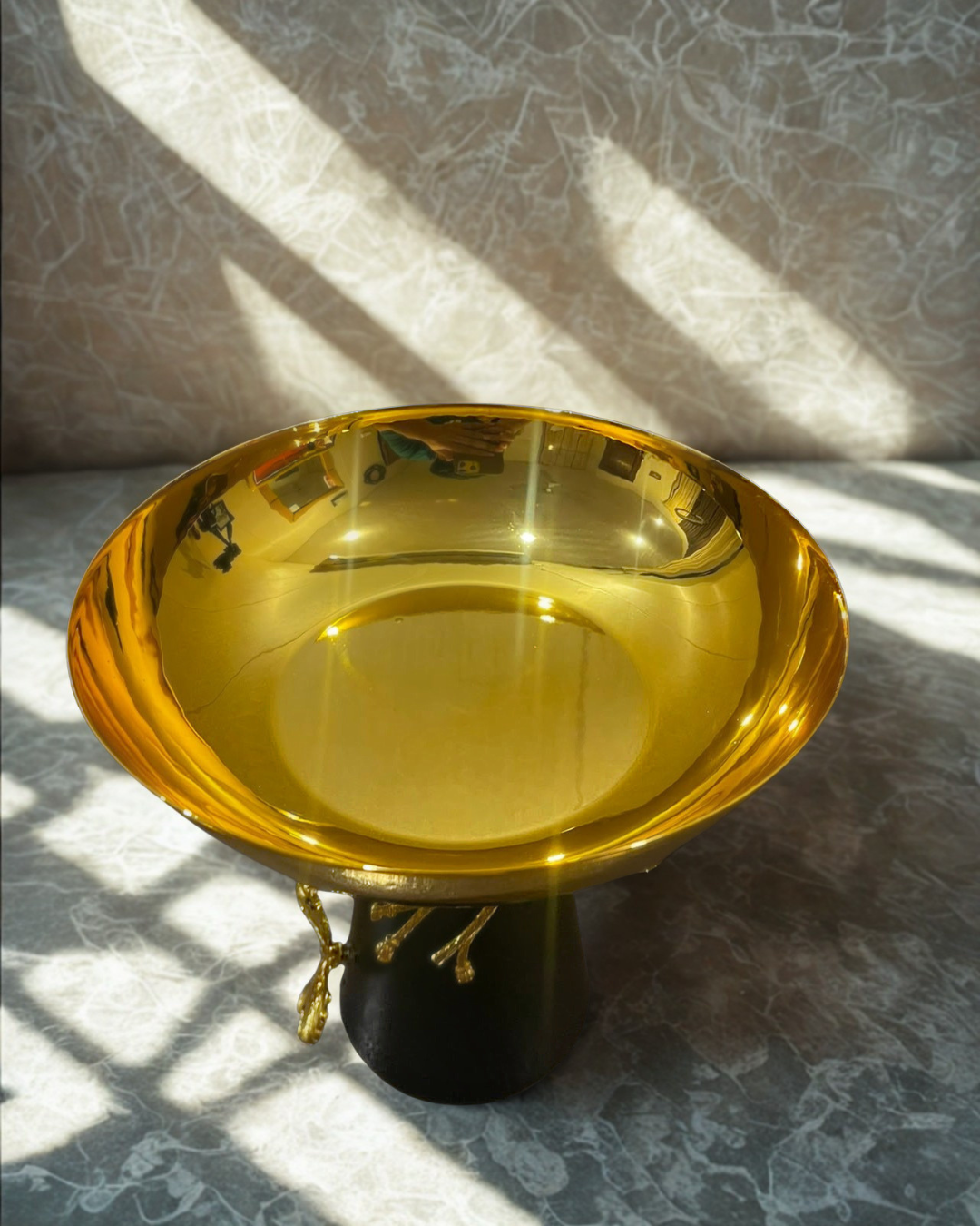 Botanical Gold & Blush Pedestal Bowls (Set of 3) | Luxury Centerpiece Platters