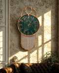 BAOLI Luxury Emerald Green Deer Antler Wall Clock – Gold Statement Decor