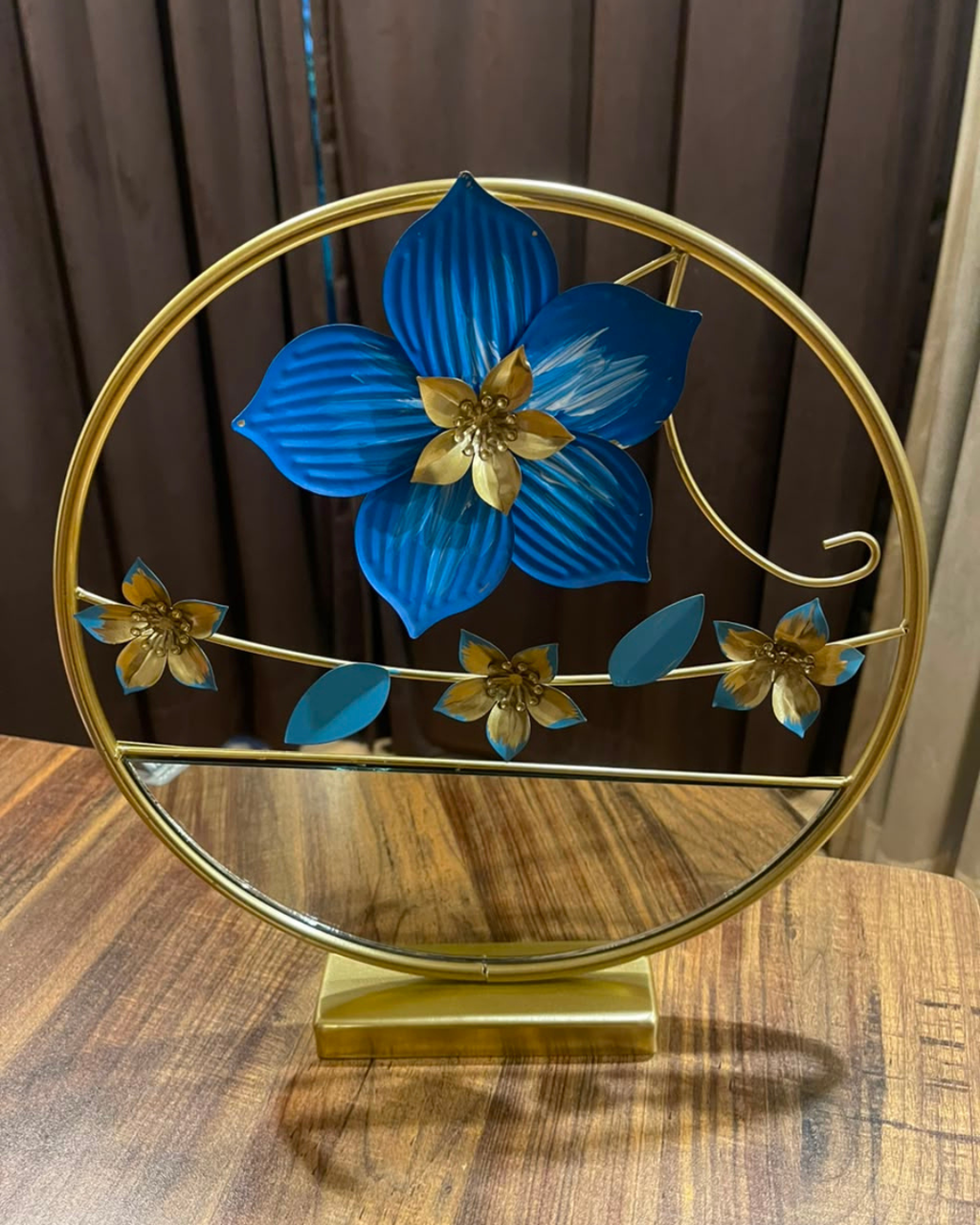 Azure Bloom Metallic Floral Art