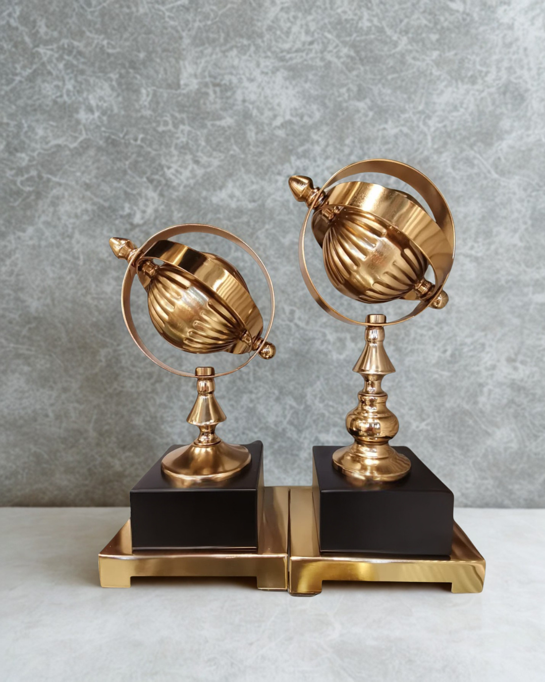 Premium Gold Armillary Globe Bookends – Luxury Study & Office Decor