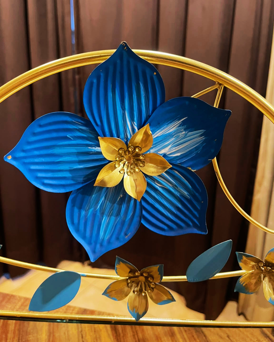 Azure Bloom Metallic Floral Art
