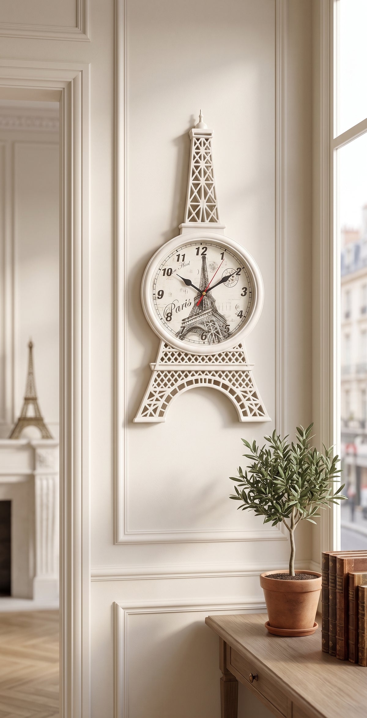 Parisian Heritage Eiffel Tower Hanging Wall Clock – French Cottage Home Decor