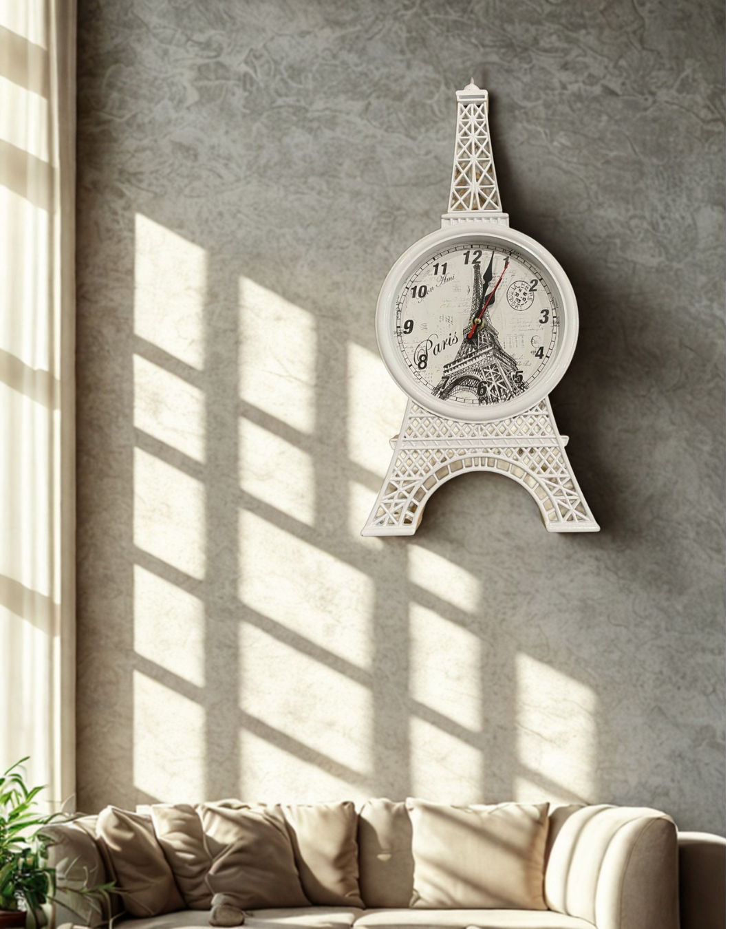 Parisian Heritage Eiffel Tower Hanging Wall Clock – French Cottage Home Decor