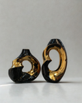 Modern Black & Gold Ceramic Donut Vase (Single)