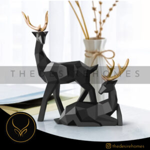 Solid Geometric Nordic Deer Statues - Black - Image 2