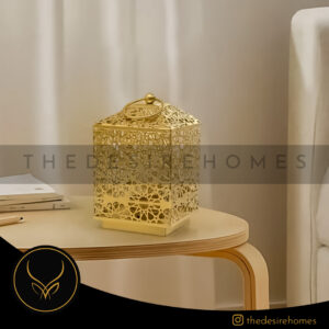 Sculptvriksh Pyramid Metal Hanging Lantern – Golden Finish - Image 3