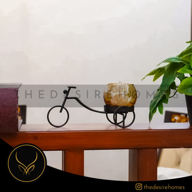 Black Metal Bicycle Candle Holder - Image 3