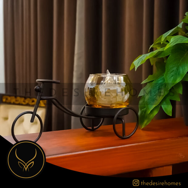 Black Metal Bicycle Candle Holder - Image 2