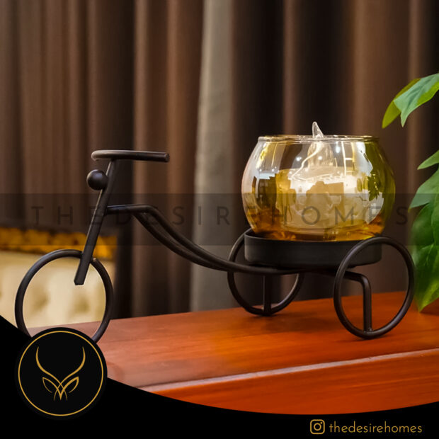 Black Metal Bicycle Candle Holder