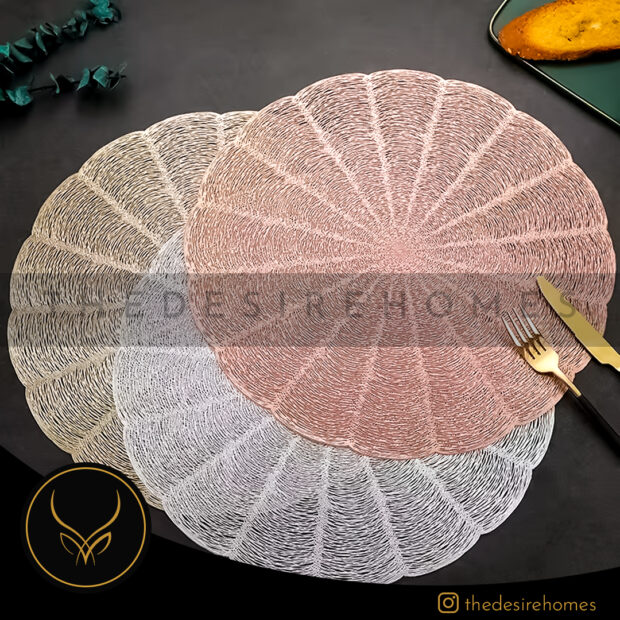 Vinyl Coasters Gold Net Set of 6 - Image 2