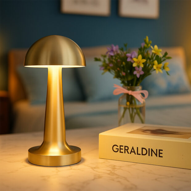 💡 Elegant Golden Mushroom Table Lamp 💡
