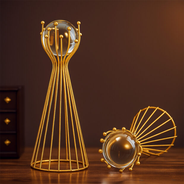 ✨ Luminous Orb Golden Sculpture ✨