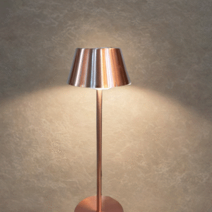 Sleek Copper/Rose Gold Metallic Table Lamp / Modern Minimalist Desk Light