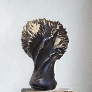 Obsidian Petal Abstract Statue