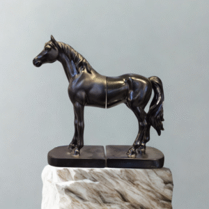 Sleek Obsidian Horse Bookends